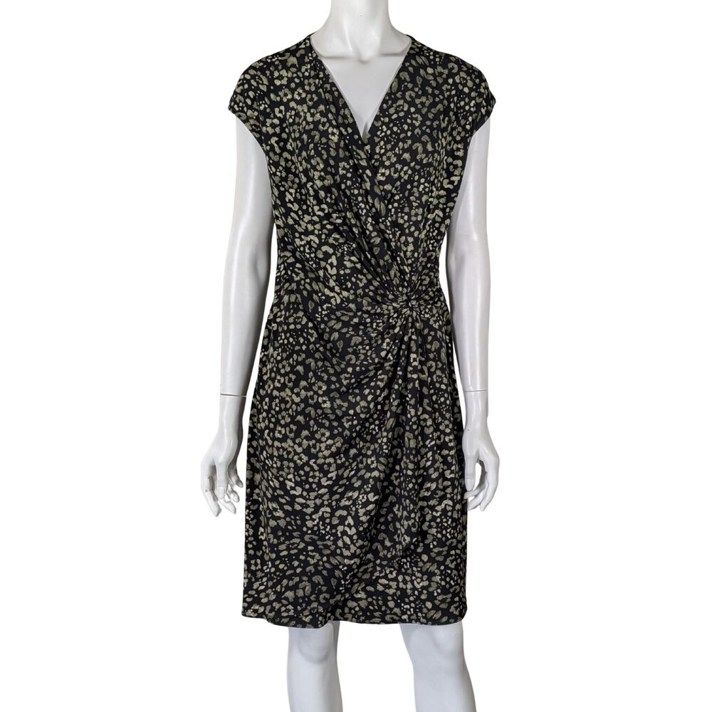 Tommy Bahama Clara Lovely Leo Leopard Faux Wrap Sheath Dress M